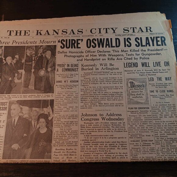 NOV 24 1963 KANSAS CITY STAR newspaper section SURE OSWALD IS SLAYER